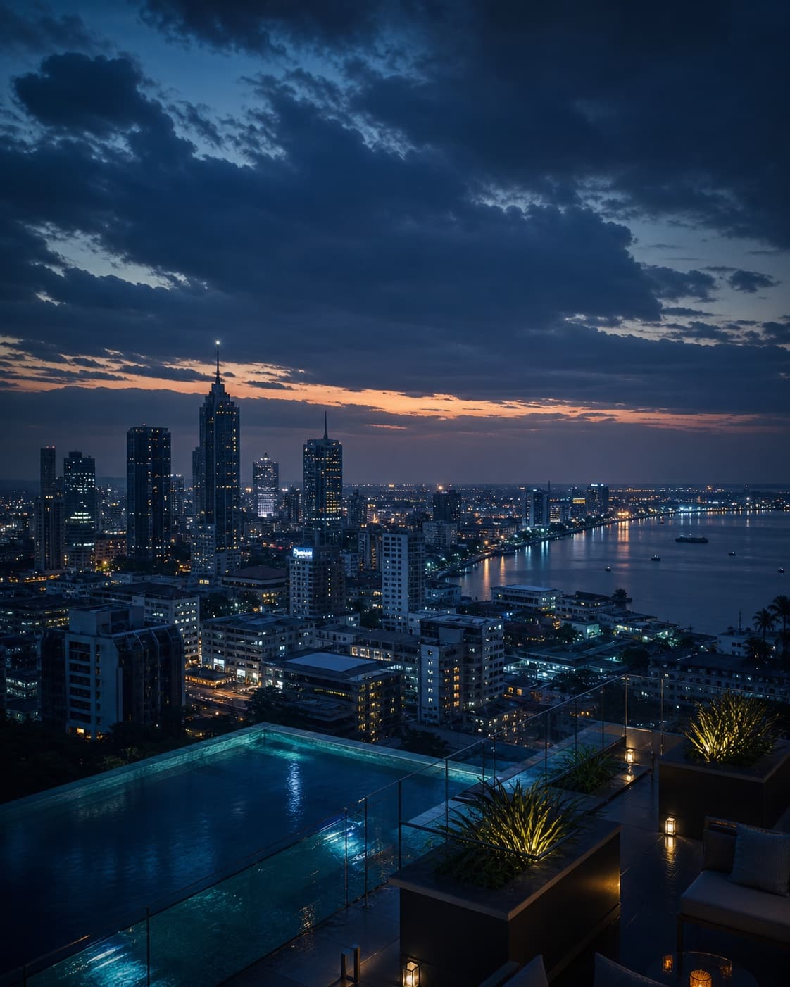 The Lagos city skyline at dusk
