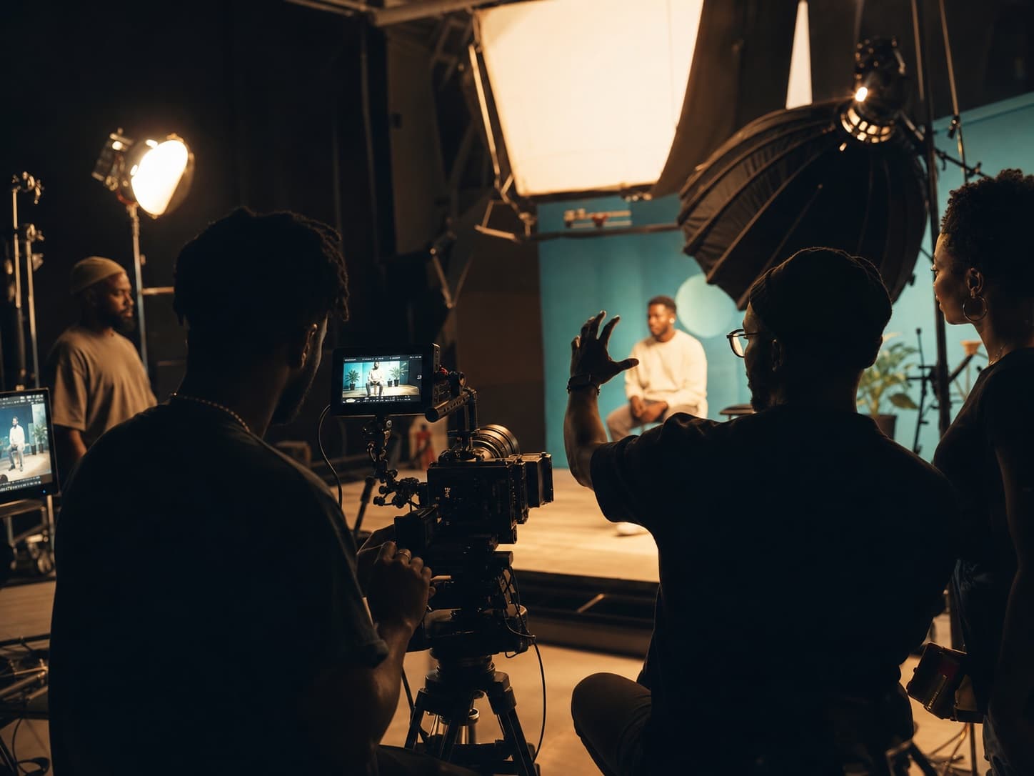 A film production team at work