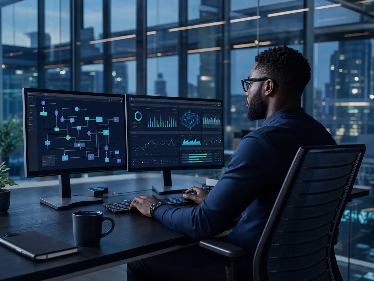 An operations dashboard in a modern office